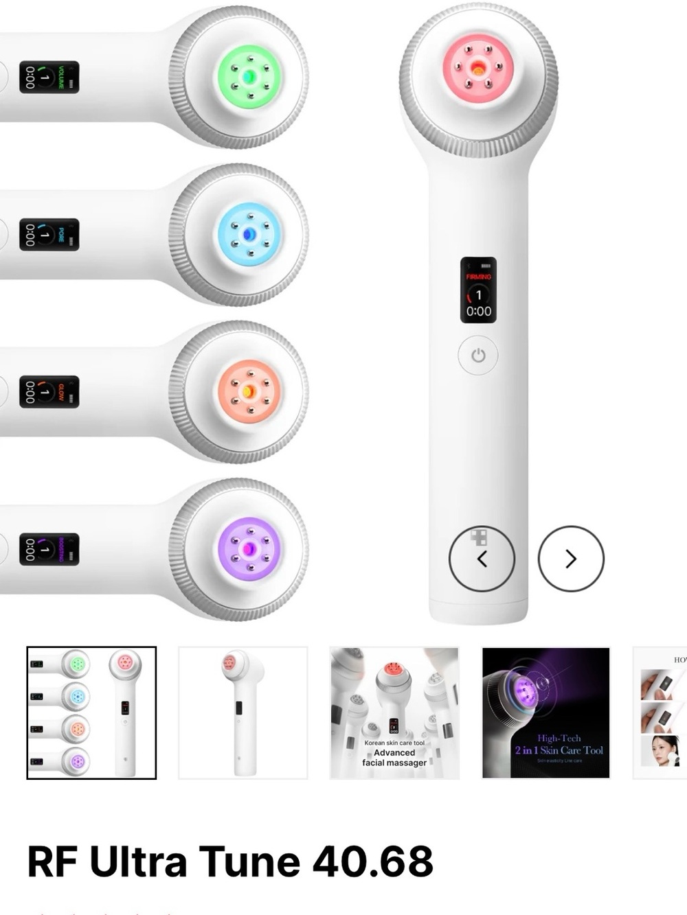 RF Ultra Tune 40.68 White LED Facial Massager - Multi-Color Light Therapy